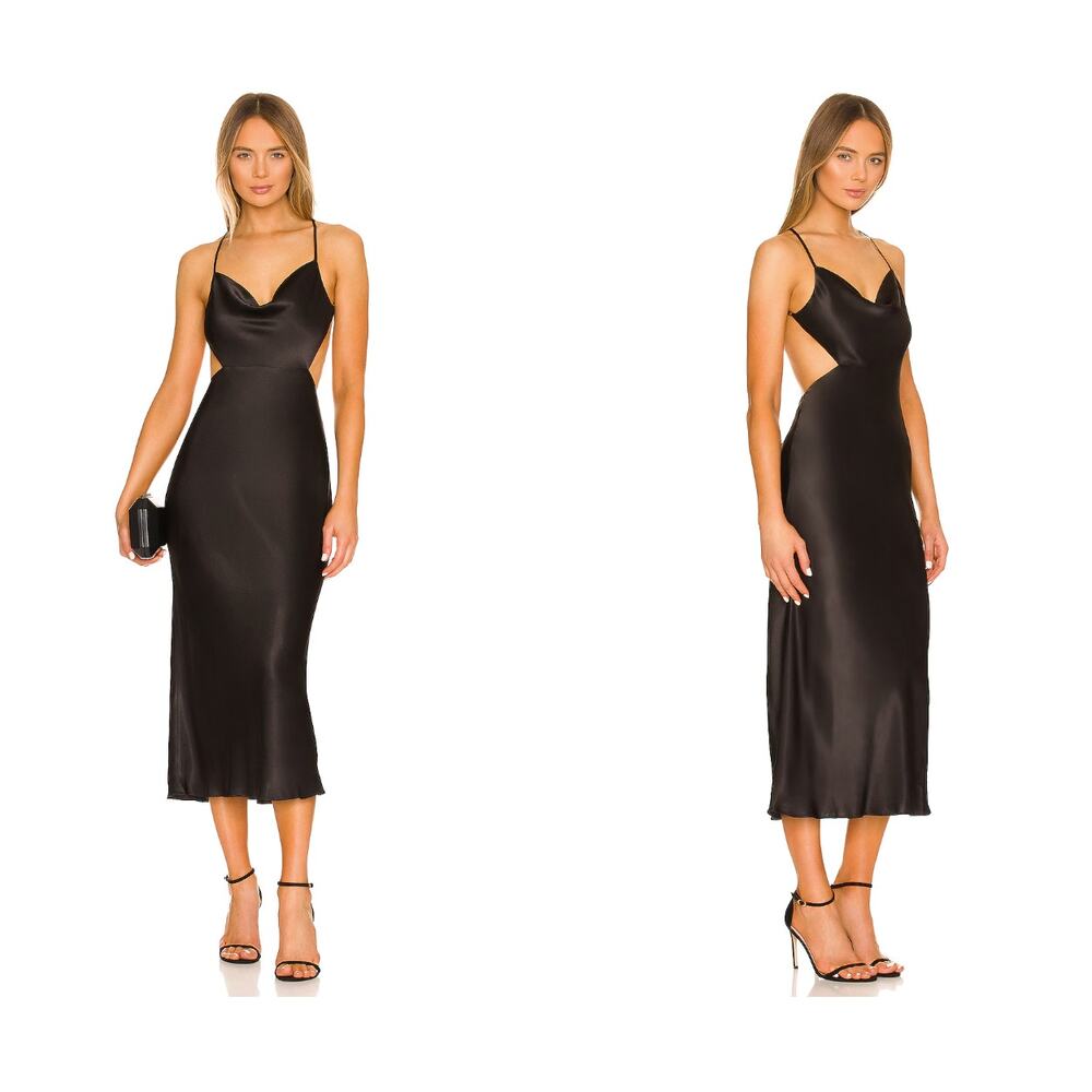 Shona Joy Thalia Bias Midi Dress in Black